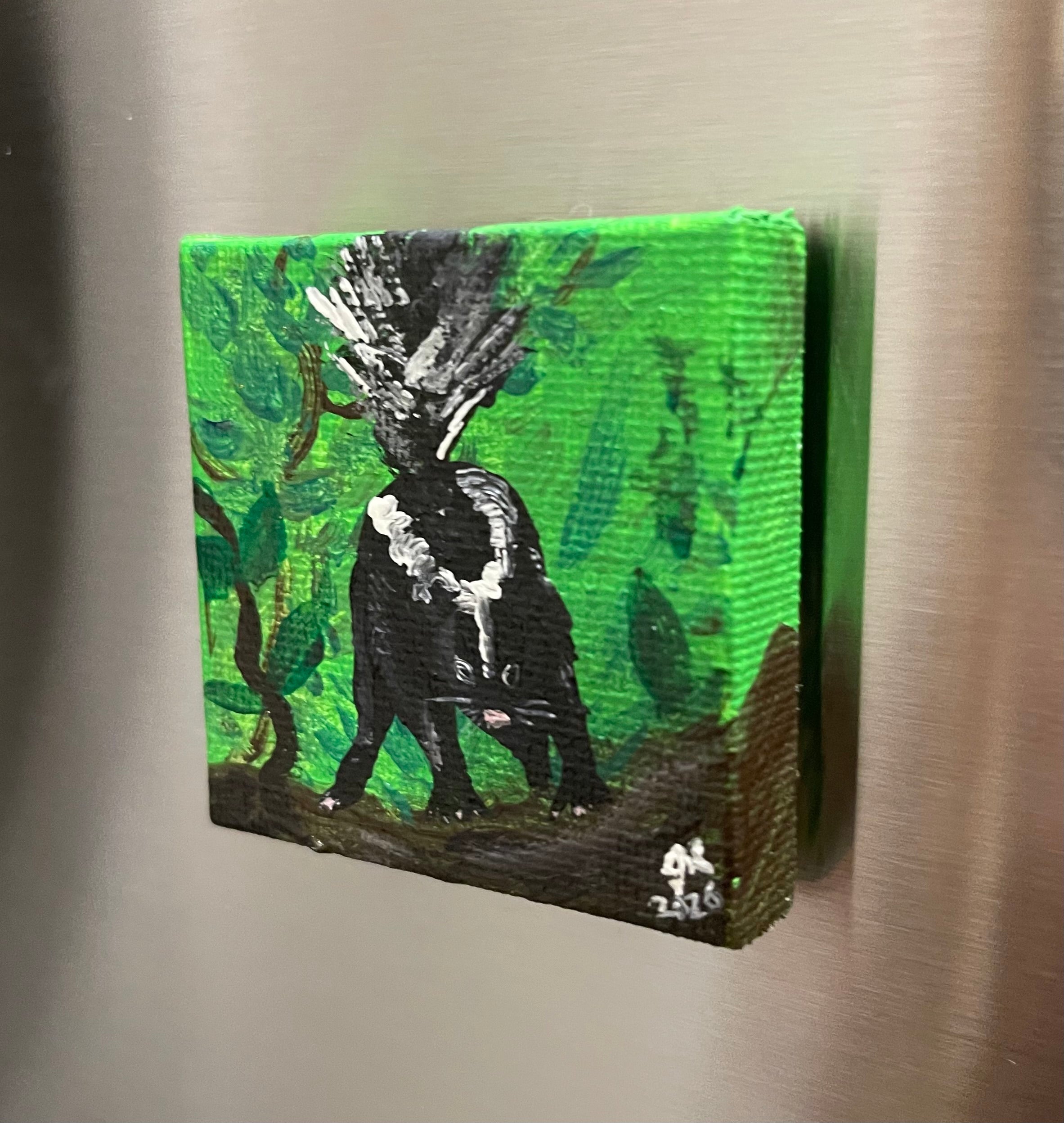 Sticky Skunk Magnet Painting