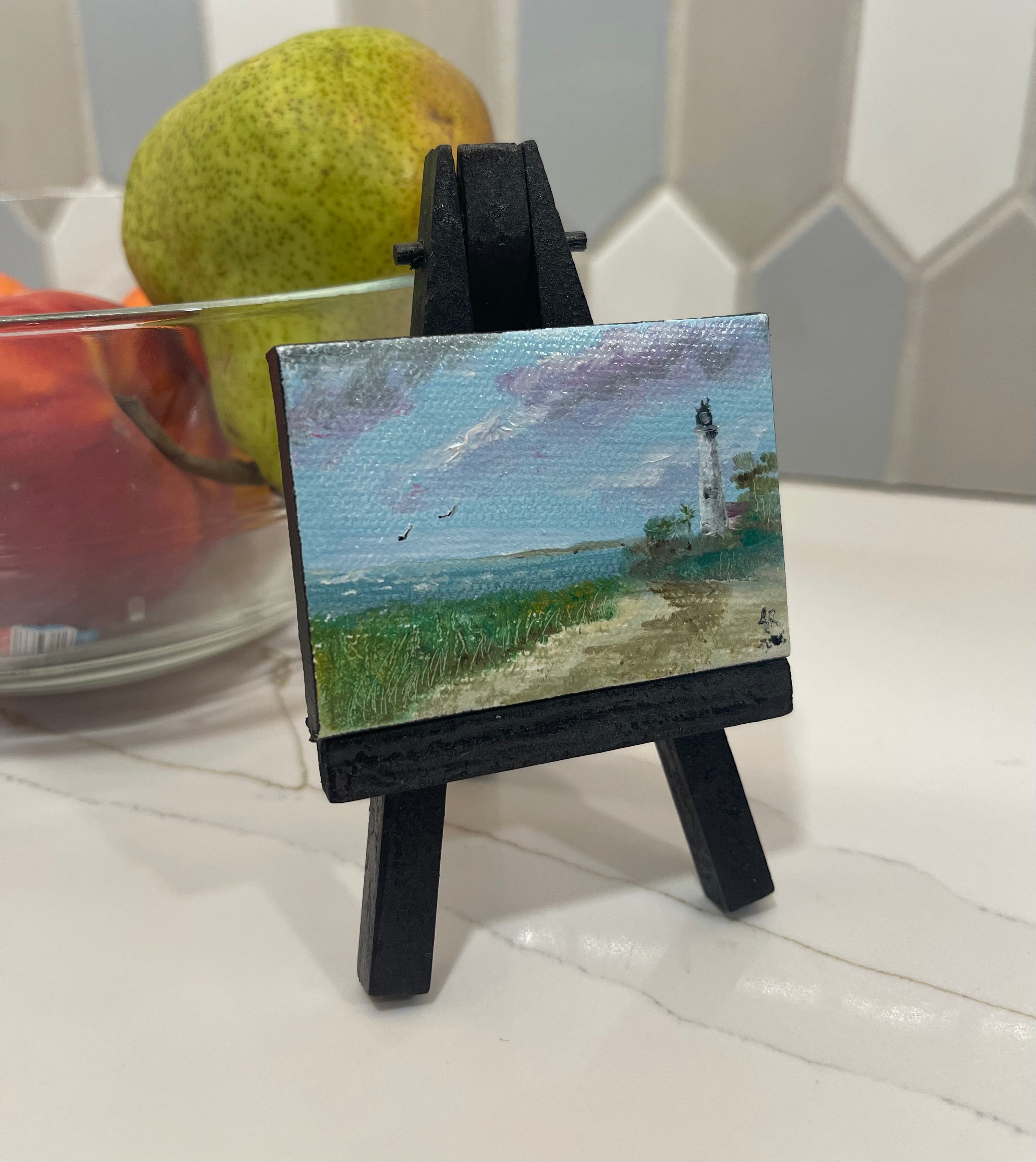St. Marks Lighthouse Mini Oil Painting
