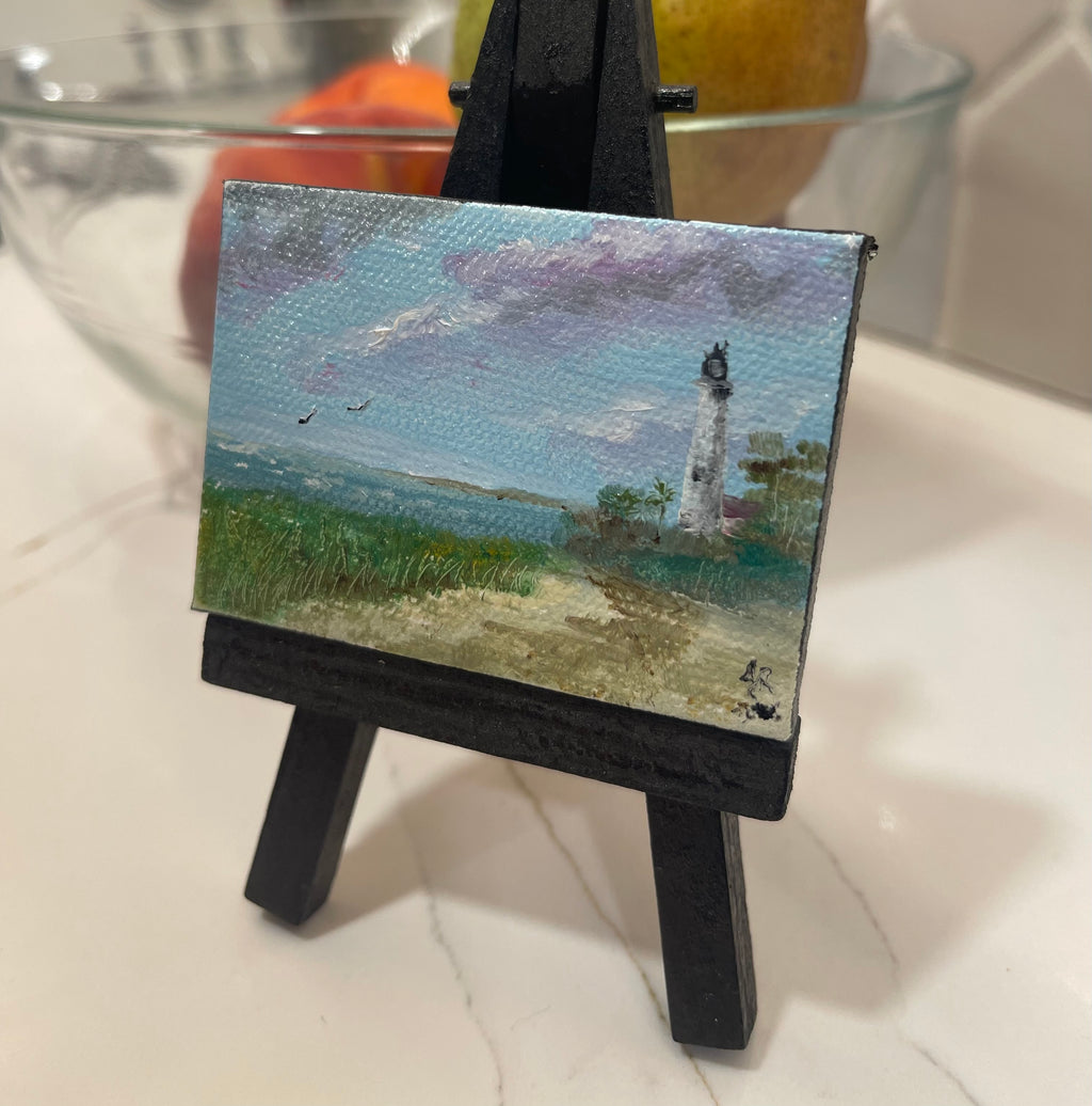 St. Marks Lighthouse Mini Oil Painting