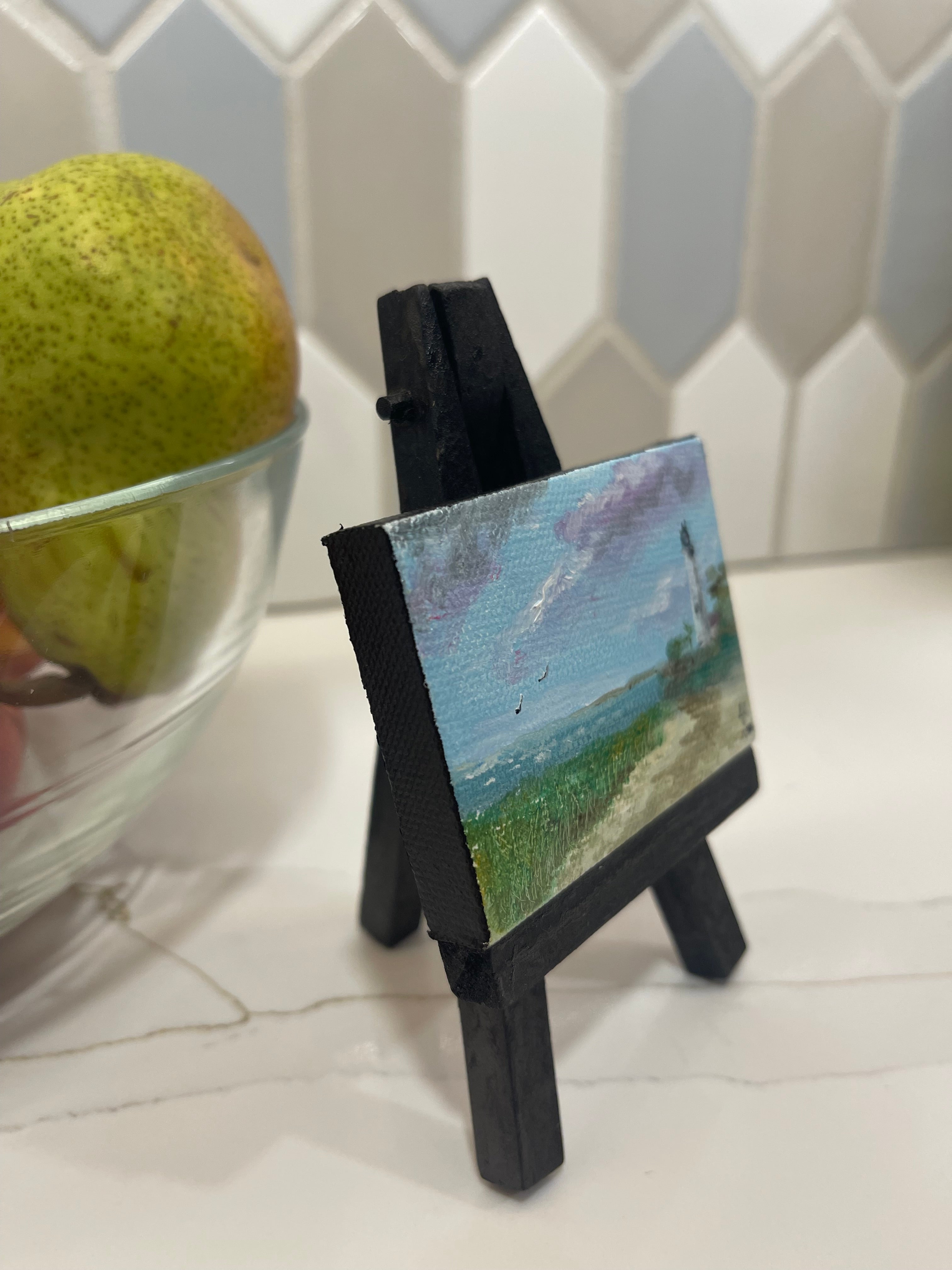 St. Marks Lighthouse Mini Oil Painting
